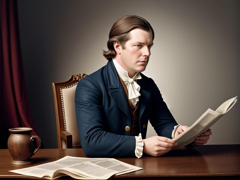Paul Revere reads one of Boston newspapers, the Gazette, and sees today, 250 years ago, 